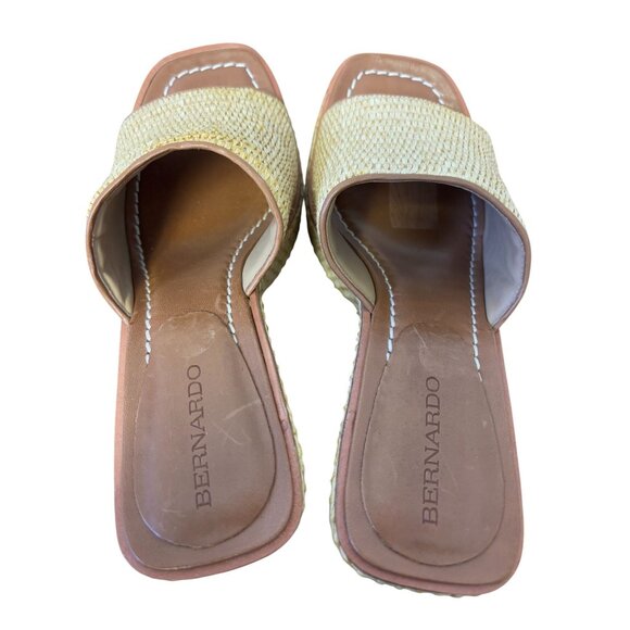 Bernardo Raffia Woven Block Heel Sandals Summer Shoes 9 - Picture 5 of 6
